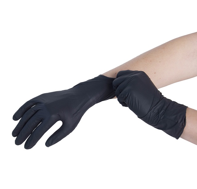 Перчатки одноразовые (нитриловые BVB разм.XL, черный цвет, 100 шт/упак) 